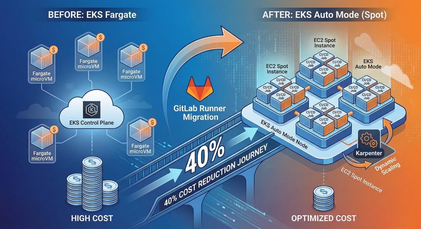 Migrating GitLab Runners from EKS Fargate to EKS Auto Mode: A 40% Cost Reduction Journey
